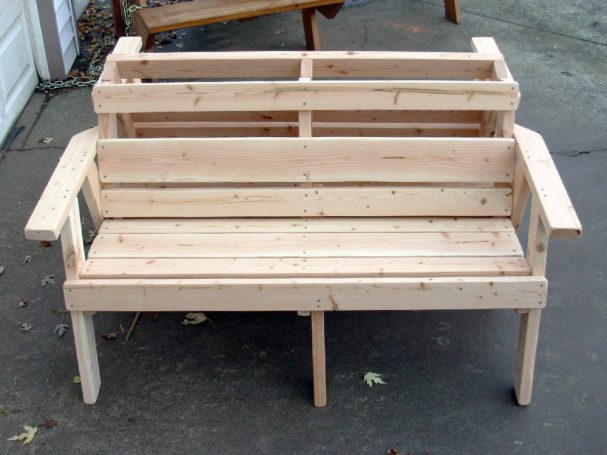 Front view of two back-to-back 5' Commercial quality eco-friendly Outdoor Park Benches.