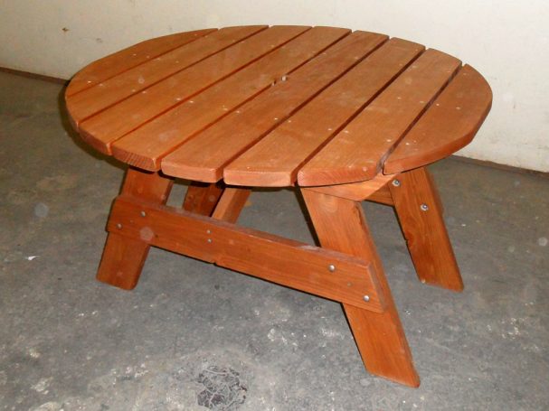 Commercial quality Custom Eco-friendly Outdoor Circle Picnic Table for a restaurant bar patio.